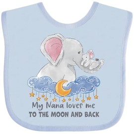 inktastic My Nana Loves Me To the Moon and Back Elephant Family Baby Bib Light Blue 3b15a
