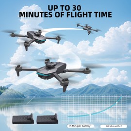 4K Camera Drone with Foldable Design, Dual Adjustable Lenses, Brushless Motors, Obstacle Avoidance, Altitude Hold, One-Touch Takeoff, Headless Mode, 2 Batteries, Storage Case Included