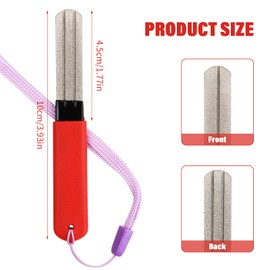 Volumoon 2Pcs Fishing Hook Sharpener,Fish Hook File, Diamond Fish Hook Grinding File, Fish Hook Sharpening File Tool Accessory, Two Sided Three Groove Fish Hook File for Outdoor Fishing, Red Handle