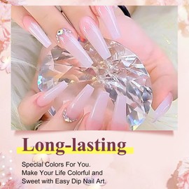 28g/Box Fine Dipping Powder French Manicure Clear Foundation,Pink, White Dip Powder Nails Starter Kit,Clear Natural Pink