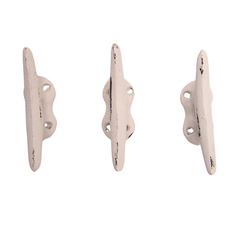 Wowser Nautical White Cast Iron Boat Cleat Wall Hooks, 3.5
