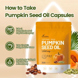 Pumpkin Seed Oil with Saw Palmetto – Cold Pressed, Pure Virgin Oil with Essential Fatty Acids & Phytosterols – 300 Softgels for Hair, Prostate & Bladder Support