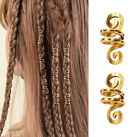15Pcs Hair Beads,Spiral Metal Hair Beads,Dreadlocks Hair Jewelry for Braids Hair Coil Dreadlocks,Vintage Clips Rings Tube Accessories Dreadlock Viking,Hair Clips for Hair Accessory Braid Decor(Gold)