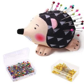 CICITOYWO Hedgehog Shape Pin Cushion, Cute Pincushions Sewing Kit Accessories Supplies Needle Cushions Holder with 200Pcs Colored Ball Heads Straight Fabric Pins for Jewelry Quilting DIY Crafts