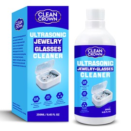 CleanCrown Ultrasonic Jewelry Cleaner (250ml), Jewelry Cleaner for Gold, Silver, Diamond and More, Gold Jewelry Cleaner Liquid, Gentle Jewelry Cleaning Solution for Ultrasonic Machines & Manual Use