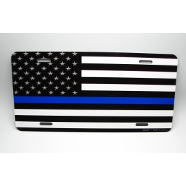 Digiart International THIN BLUE LINE AMERICAN TACTICAL FLAG METAL CAR LICENSE PLATE. SUPPORT POLICE