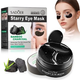 Under Eye Patches, Collagen Under Eye Mask, Dark Circles Under Eye Treatment, Puffy Eyes Bags Under Eyes Removal, Anti-Aging, Reduce Wrinkle, Skincare, Hydrating - 30 Pairs (Bamboo Charcoal)