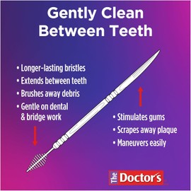 The Doctor's Brush Picks Interdental Toothpicks – 250 Count Dental Picks for Improved Oral Health, Dual-Ended Soft Bristles & Tapered Tip for Plaque Removal, Gentle Gum Stimulation, On-the-Go Dental Cleaning