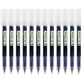Gullor Liquid Ink Rollerball Pens, 0.5mm Fine Tip Quick-Drying Pens for Writing, Notetaking and Drawing, Blue Ink, 12 Pieces