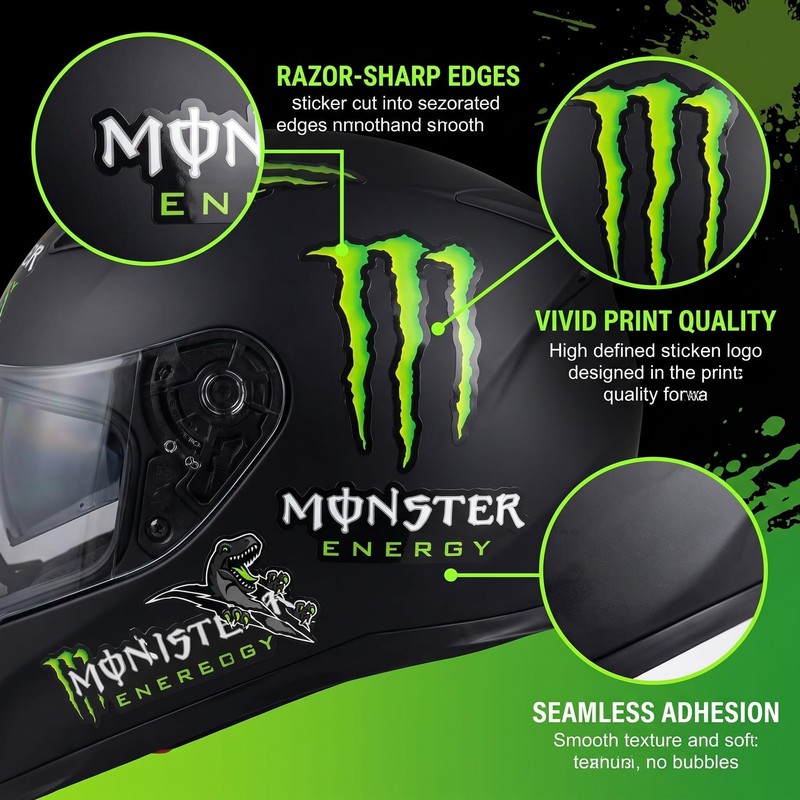 4 Pezzi Adesivi Moto Universali, Sticker Moto Impermeabili per Casco