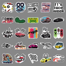 Racing Car Stickers,50 PCS Race Car Vinyl Waterproof Decals for Water Bottles Computer Bicycle Skateboard Luggage Phone Pad Laptop Kids Teens Stickers Pack