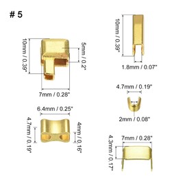 sourcing map Zip Repair Kit #5 Metal Slider Holders Box and Insert Pin and Top Bottom Plugs for Bag Coat Zips Change (75 Pieces, Golden)