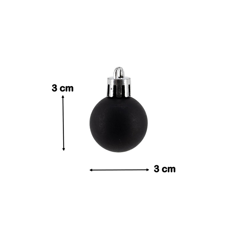 Plastic Christmas Baubles Black - Pack of 24 Diameter 3