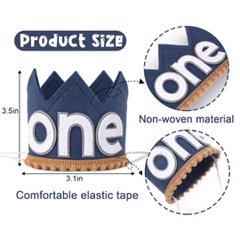 EPSEED Woodland Birthday Crown Hat - Woodland Boy Birthday Party Decoration, Wild One Birthday Boy, Wild One Birthday Outfit, Blue Felt Birthday Birthday Outfit (Woodland HAT)