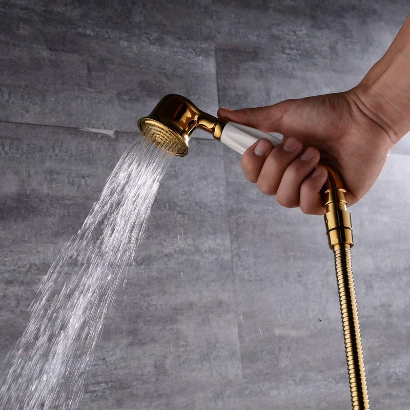 Nostalgia Gold Shower Head Hand Showers with Shower Hoses Brass