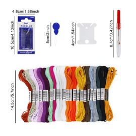 LAMXD 50 Pcs Embroidery Threads, Cross Stitch Threads, Embroidery Floss, Bracelets Floss, Crafts Floss Rainbow Color with Free Embroidery Needles,Floss Bobbins, Bamboo Embroidery Hoop