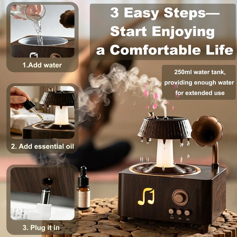 Raindrop Aromatherapy Diffuser,Essential Oil Diffuser,250ML Cool Mist Humidifier with White