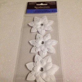 Recollection 3D RECOLLECTIONS FLOWERS WHITE LAYERED FLOWERS THICK 3D 3 PIECES WHITE FLOWERS