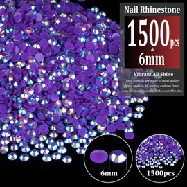 1500pcs 6mm Resin Rhinestones Bulk, Dark Purple AB Flatback Round Jelly Rhinestones Bedazzling Non Hotfix Crystal Gems Large Quantity Wholesale for DIY Crafts Clothes Tumblers Face Makeup Manicure
