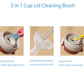 Jemanton 3 in 1 Cup Lid Cleaning Brush, Crevice Cleaner Brush Set for Water Bottle, Multifunctional Portable Straw Cleaner for Cup Lid Gap 3Pack