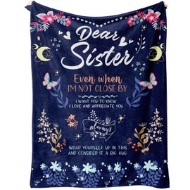 BeneCharm Sister Gifts Blanket, Sisters Gifts from Sister on Mother's Day, Blanket Present for Sisters on Valentine's Day, Happy Birthday Sister, to My Sister Gift Throw Blanket 60'' x 50''