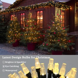 Elavika Solar Christmas Lights Outdoor, 2 Pack 40FT 100 LEDs, Total 80FT 200 LED, Waterproof Solar Powered String Lights for Outside Xmas Tree Garden Fence Patio Balcony Decoration, Warm White