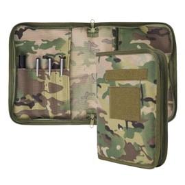 A5 Binder Cover, Army Military Notebook Cover with Zippered, Tactical Portfolio Organizer and 6 Ring Binder Cover for Large A5 Folder, Compatible with 7" x 9" OCP Military Log Book Cover (Cover Only)