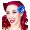 Blue Glitter Rose Hair Clip from Sourpuss Clothing,One Size