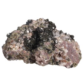 mookaitedecor Natural Epidote with Druzy Crystal Quartz Cluster, Mineral Raw Stone Specimen Ornament for Reiki Healing Home Decor, 400-500g