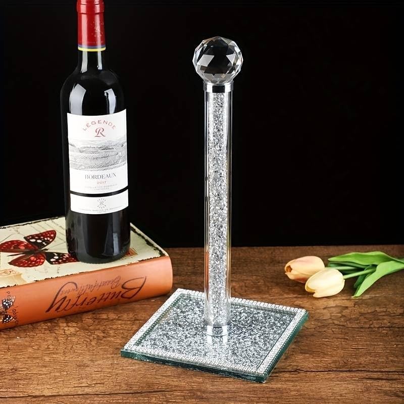 Crushed Diamond Silver Paper Towel Holder, 34cm, Elegant Rack for