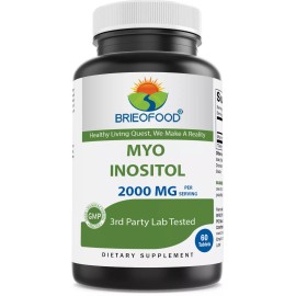 Brieofood Myo Inositol 2000 mg per Serving - 60 Tablets - 3rd Party Lab Tested