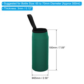 PATIKIL 65mmx180mm Water Bottle Sleeve, 4 Pack Neoprene Insulated Bottle Bag Holder Carrier Pouch with Finger Strap, Dark Green