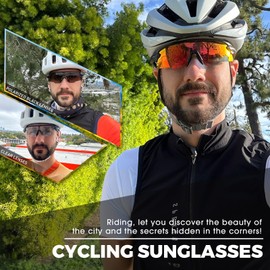 SCVCN Cycling Glasses Polarised Sports Sunglasses with 3 Interchangeable Lenses for Men Women Running Golf Hiking Volleyball Tennis Driving Fishing Softball Mountaineering 52