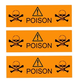 Danger Poison Stickers Labels,0.5 x 1.5 Inches Fluorescent Orange with Black Poison Safety Stickers 500 Labels on a Roll