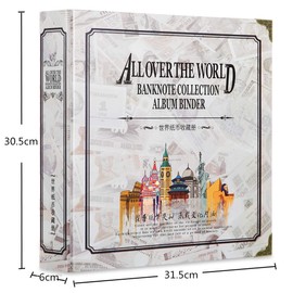 MUROAD 120 Pockets Banknote World Currency Collector's Album, Classic Binder Paper Money Collection Storage Book Album Supplies Holder for Bill Note Stamp Collector Display