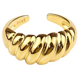 14K Gold Plated Chunky Statement Twisted Dome Thick Ring French Romantic Croissant Minimalist Women Ladies Ring
