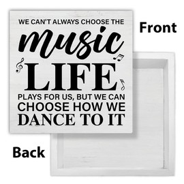 Music Theme Decor We Can't Always Choose the Music Life Wooden Sign Music Decorations for Classroom Home Office Desk Shelf Table 5 x 5 Inches, Music Plaque Gifts