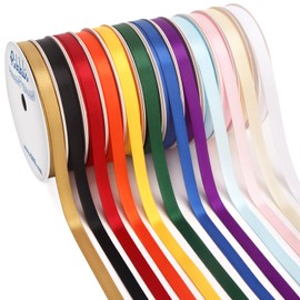 Ribbli Ribbli Rainbow Satin Ribbon 1/4 Inch x 12 Rolls Total 60 Yards- Colorful Ribbon for Gift Wrapping Craft Party Decoration Baby Shower Wedding