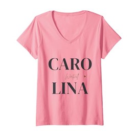 Womens Carolina Name Caro First Name Lina Meaning Caroline Valuable V-Neck T-Shirt
