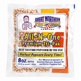 8 oz Popcorn Packs Â– Pre-Measured, Movie Theater Style, All-in-One Kernel, Salt, Oil Packets for Popcorn Machines by Great Northern Popcorn (40 Case)