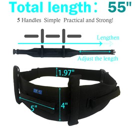 SL Power Transfer Gait Belt with Handles and Quick Release Buckle - Elderly Patient Walking Ambulation Assist Mobility Aid (55"L x 4"W, Solid Black Handle (Quick Release Buckle)) (Fluorescent Green)