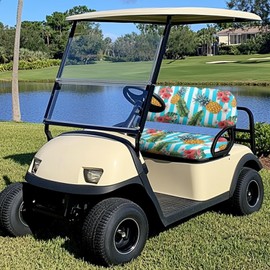 Knextrepoy Tropical Pineapple Golf Cart Seat Covers Club Car, Leaves Universal Golf Seat Covers for Cart 2 Pcs with Backrest Covers for 2 Seats, Breathable Accessories Cooling in Summer