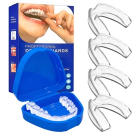 Pack of 4 Mouth Guards Against Teeth Grinding & Snoring, Anti-Snoring Splint & Mouth Guard for Bruxism, Transparent, for Men and Women, Bruxism, Snoring, Teeth Grinding