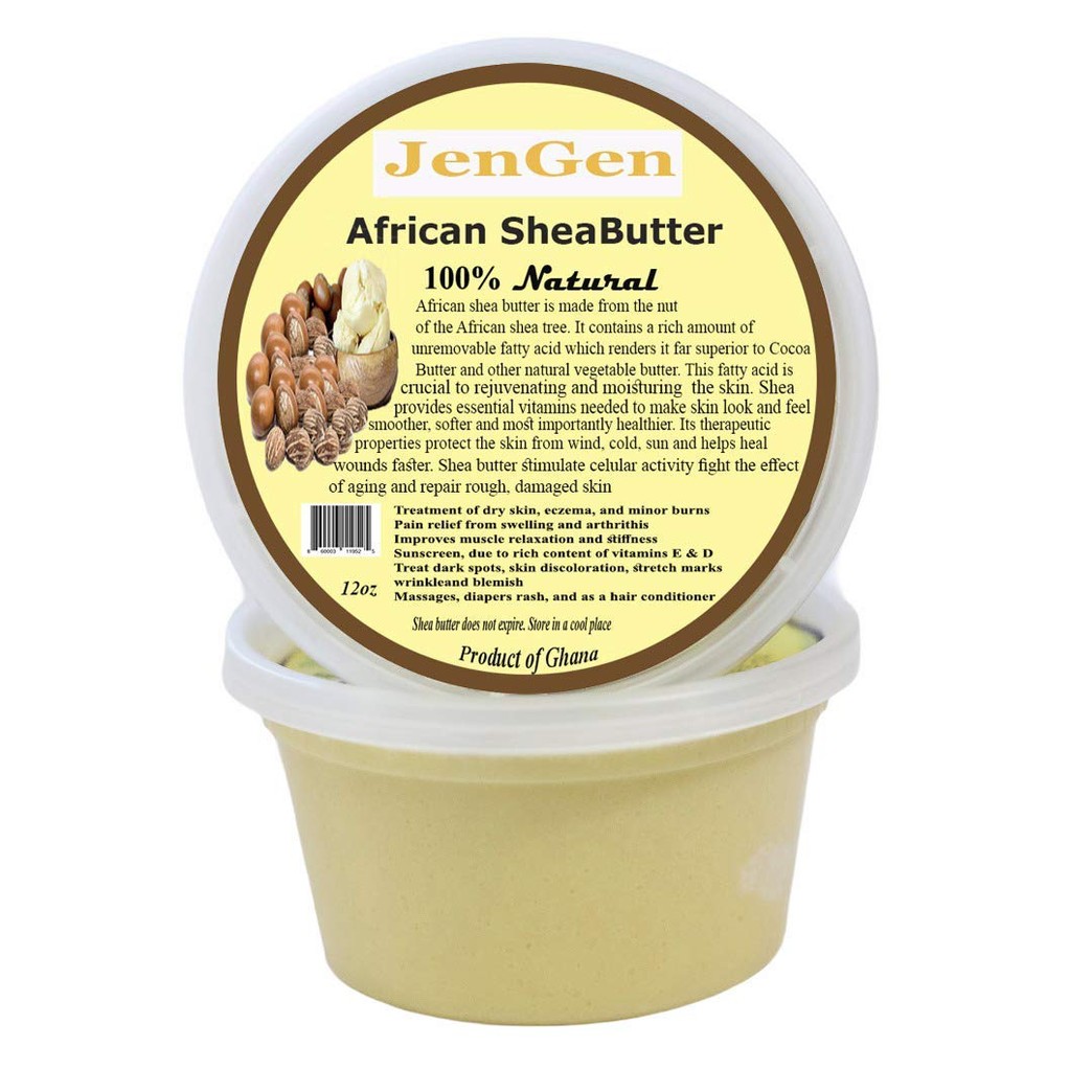 JenGen Shea Butter – African Shea Butter – Raw and Unrefined Shea Butter – Natural Shea Butter for Skin and Hair – Rich Vitamin Content – Highly Moisturizing Organic Shea Butte (12 OZ)