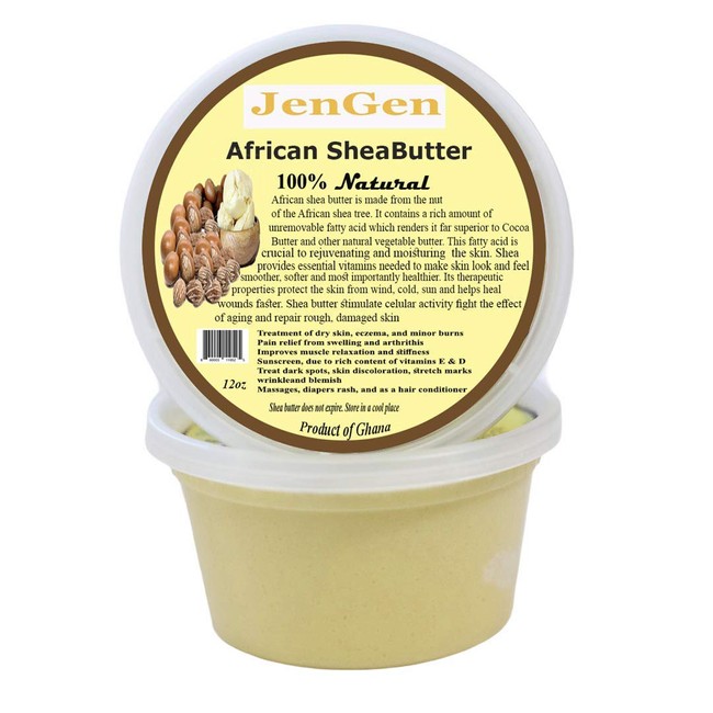 JenGen Shea Butter – African Shea Butter – Raw and Unrefined Shea Butter – Natural Shea Butter for Skin and Hair – Rich Vitamin Content – Highly Moisturizing Organic Shea Butte (12 OZ)