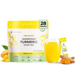 OurJrney Nano Turmeric Curcumin Drink Powder Supplements–Mango Flavor Daily Morning Routine Immunity Wellness Shot, Gut Health & Joint Support - No Added Sugar, Vegan, Gluten-Free, Non-GMO-28 Sachets