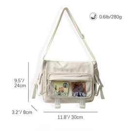 Kawaii Ita Bag Crossbody with Clear Window for Pins & Charms, Anime Cosplay Messenger Purse for Women Girls, Cute Display Shoulder Bag