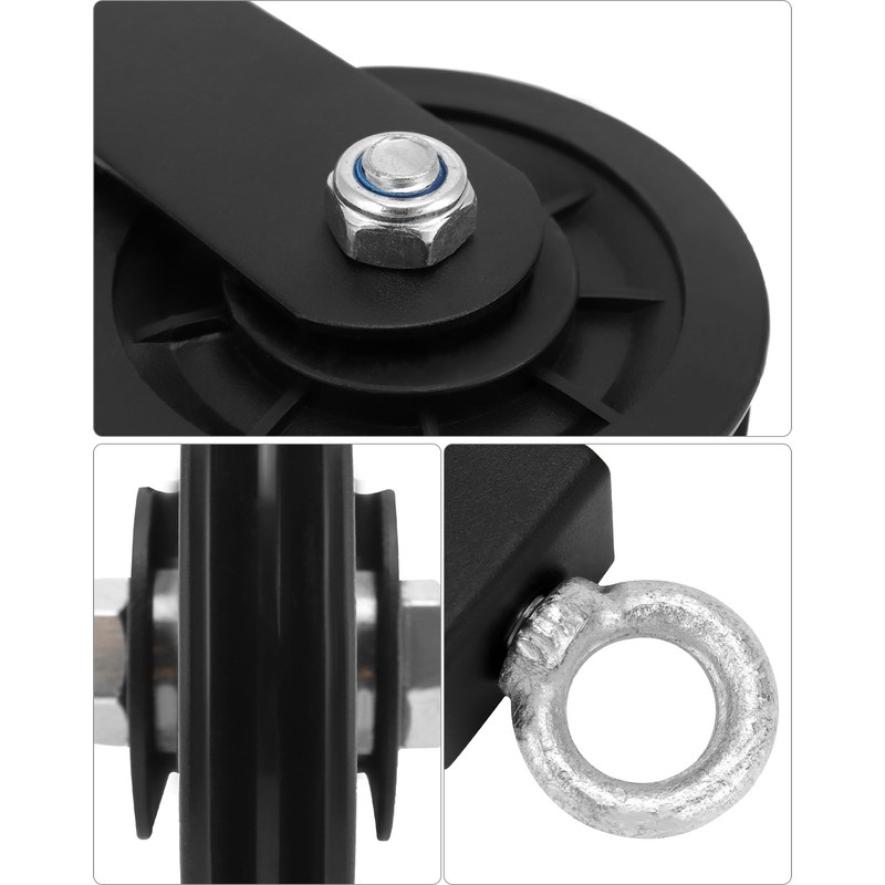 QWORK® 2 x 90 mm pulley with swing strap, carabiner