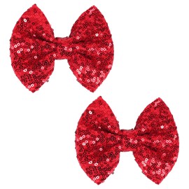 Love Fairy Glitter Bow Hairpin - A sparkling sequin bow tie hair clip, 5 inches, perfect for girls, teens, and women (Red)