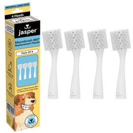 Jasper 4 Pack Replacement Brush Heads for Macrobrush 360° - Dog Toothbrush Kit for Dog Teeth Cleaning for Medium to Large Dogs, Pet Toothbrush to Keep Dog Teeth Clean & Dog Breath Fresh